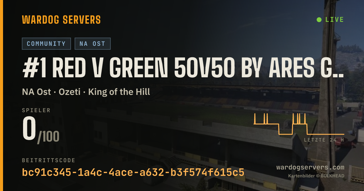 Live-Statusbanner für #1 Red V Green 50v50 by Ares Group | Boosted Cash & XP