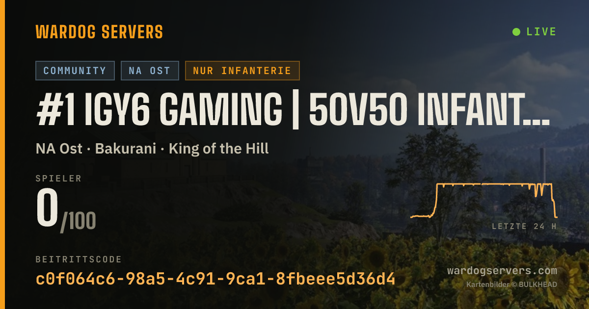 Live-Statusbanner für #1 IGY6 GAMING | 50v50 INFANTRY | NO GL HELI | DISCORD.GG/IGY6