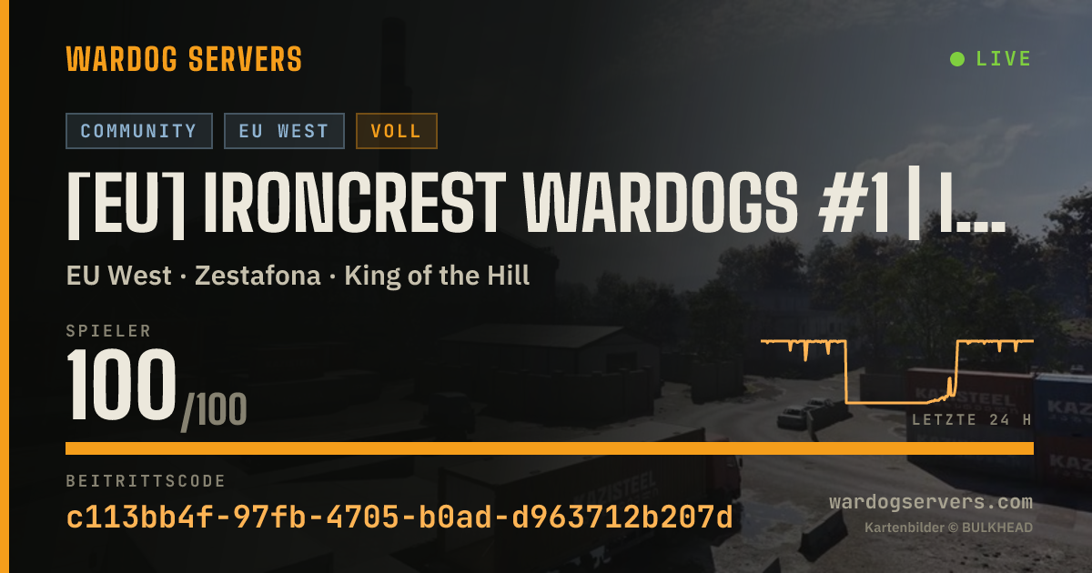 Live-Statusbanner für [EU] Ironcrest Wardogs #1 | IRONCREST.GG | discord.gg/ironcrest