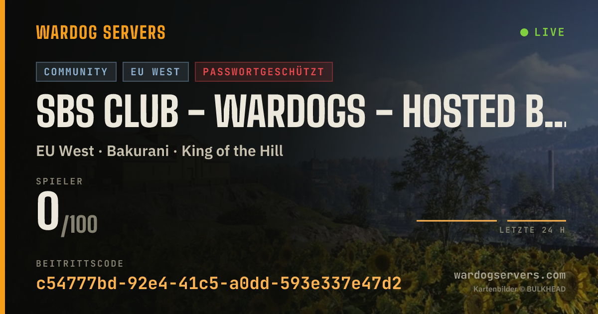 Live-Statusbanner für SBS Club - Wardogs - Hosted By sg^ - Active Admins