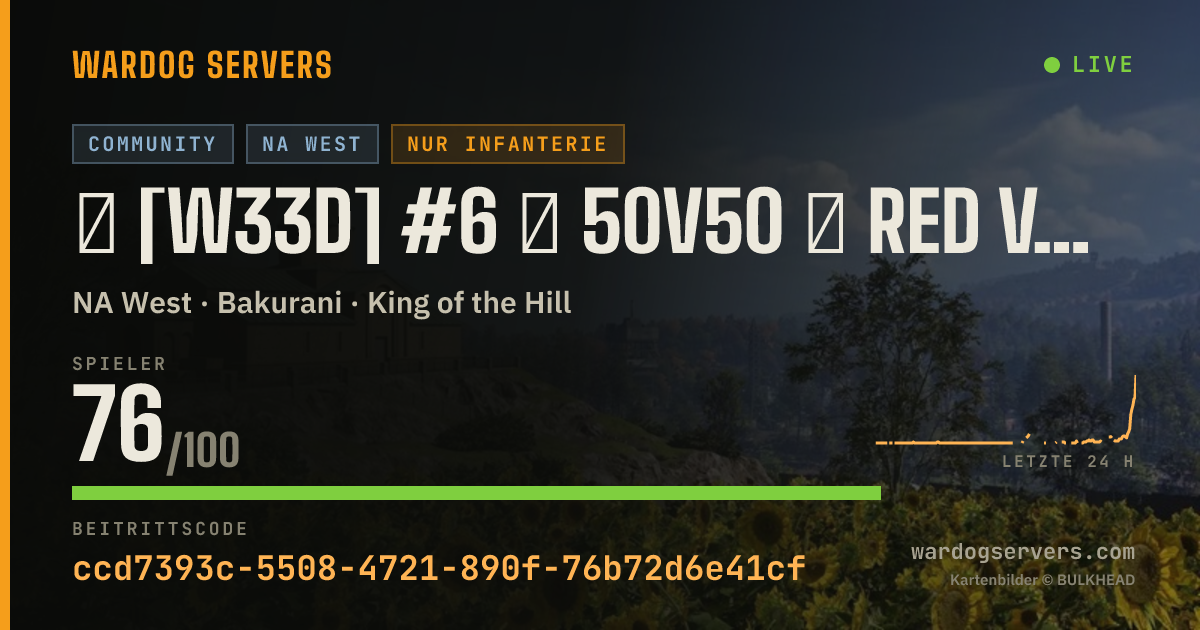 Live-Statusbanner für ★ [W33D] #6 ★ 50v50 ★ RED vs GREEN ★ Wardogs.host