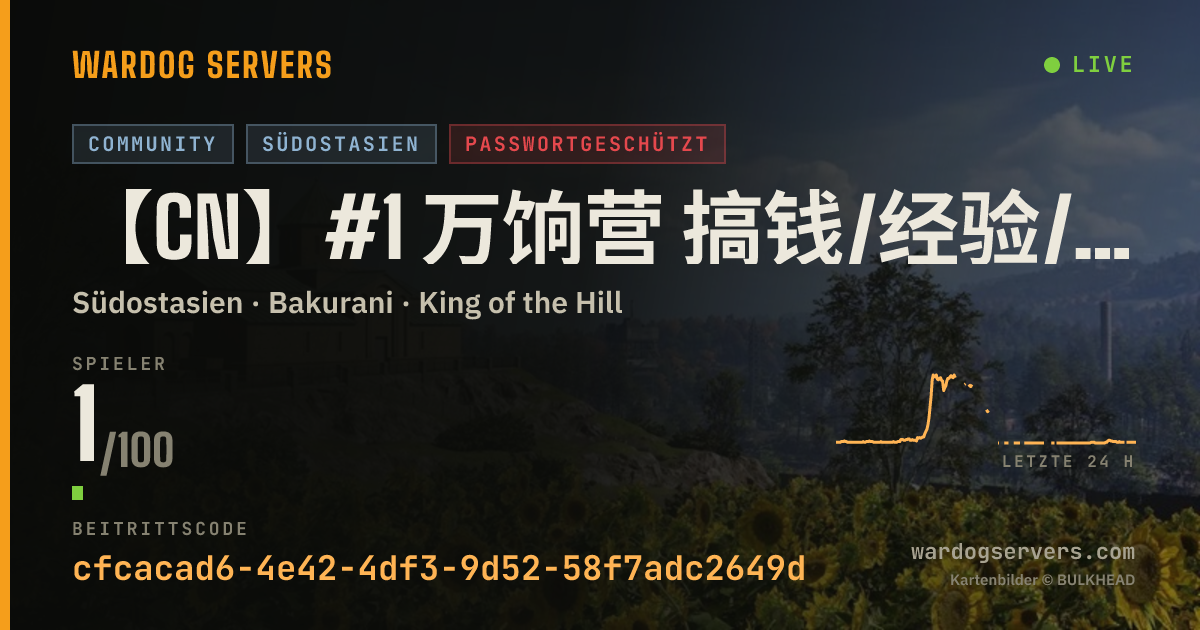 Live-Statusbanner für 【CN】#1 万饷营 搞钱/经验/金钱/赚钱 土木赚钱服 进群免费获得密码1130626834 龟壳进攻/区域对射