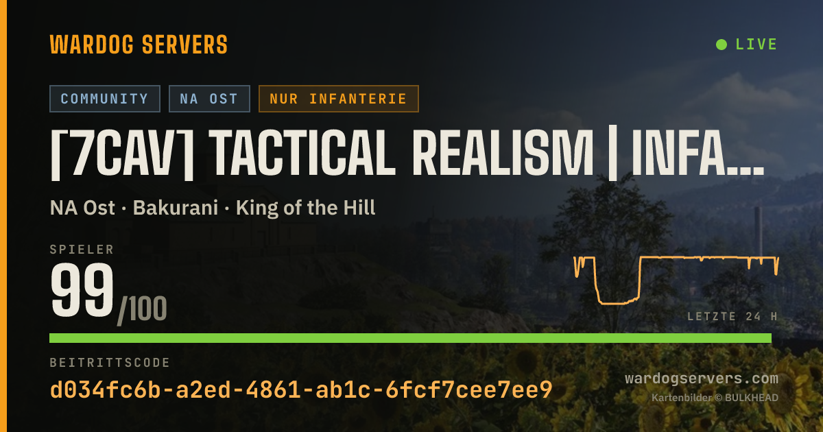 Live-Statusbanner für [7CAV] Tactical Realism | Infantry Only NO MGL+HELI | discord.gg