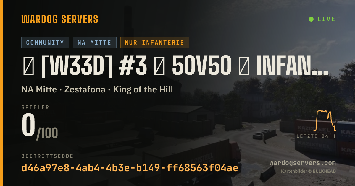 Live-Statusbanner für ★ [W33D] #3 ★ 50v50 ★ INFANTRY ★ CUSTOM ★ Wardogs.host