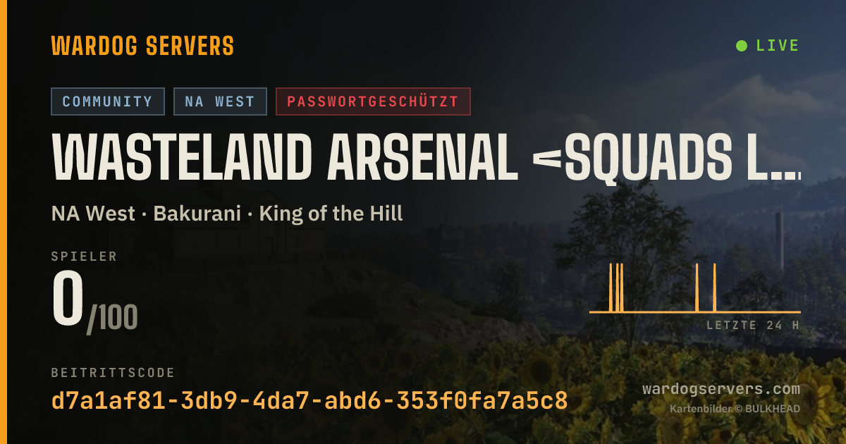 Live-Statusbanner für WASTELAND ARSENAL <SQUADS LEADER > <Command-led-ops><Millitary>