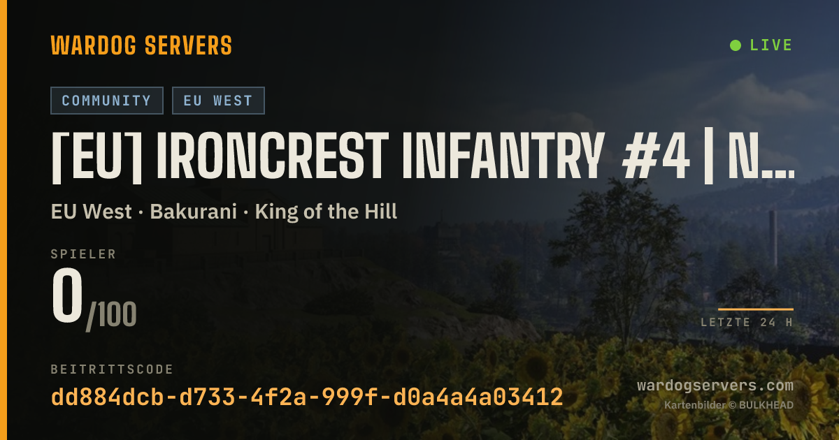 Live-Statusbanner für [EU] Ironcrest INFANTRY #4 | NO GL & HELI COMBO | IRONCREST.GG