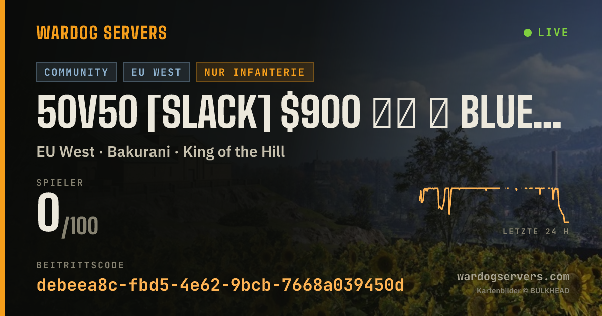 Live-Statusbanner für 50v50 [SLACK] $900 ⒽⓏ ★ BLUE🆅🆂GREEN ★ RAIN