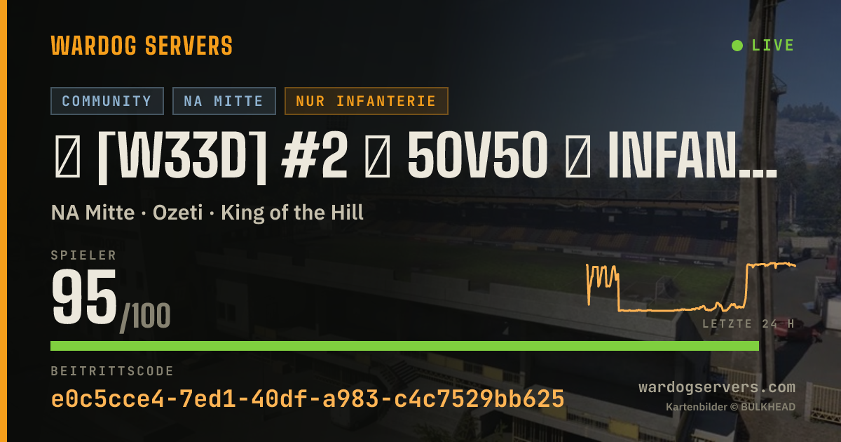 Live-Statusbanner für ★ [W33D] #2 ★ 50v50 ★ INFANTRY ★ CUSTOM ★ Wardogs.host