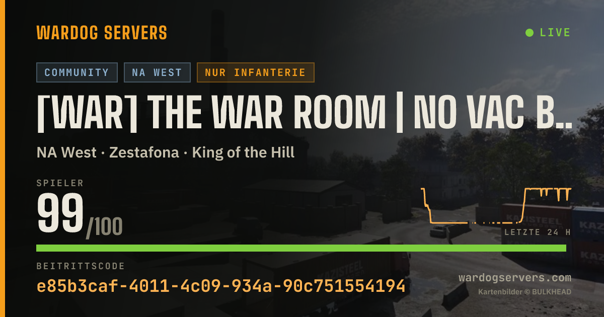 Live-Statusbanner für [WAR] The War Room | No VAC Bans | Infantry Only | No GL Heli