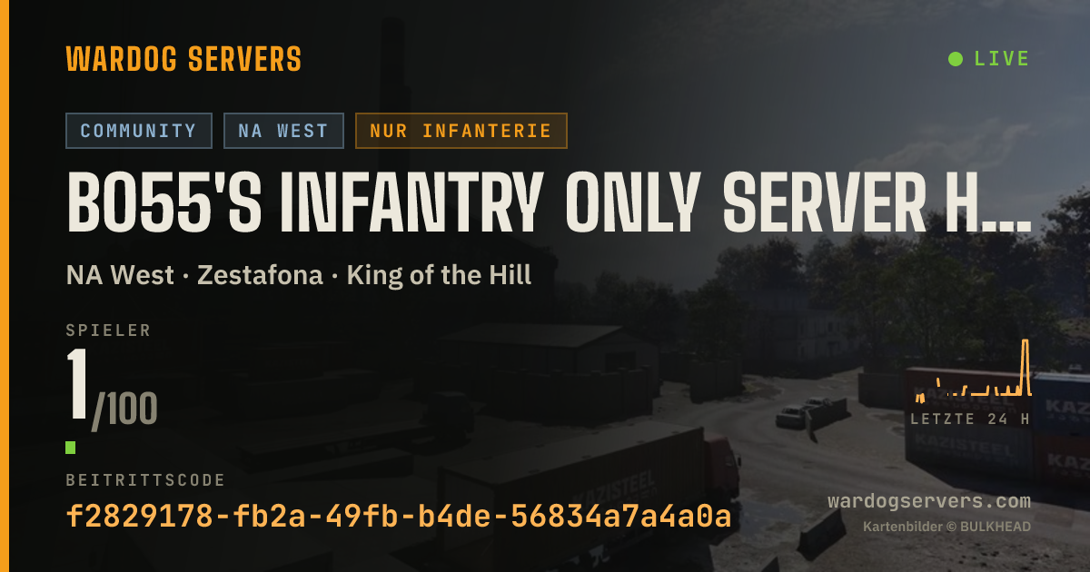 Live-Statusbanner für B055's Infantry only server https://discord.gg/JuBEjCNhf3