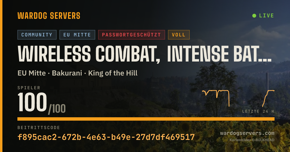 Live-Statusbanner für Wireless combat, intense battles with pure rifles.