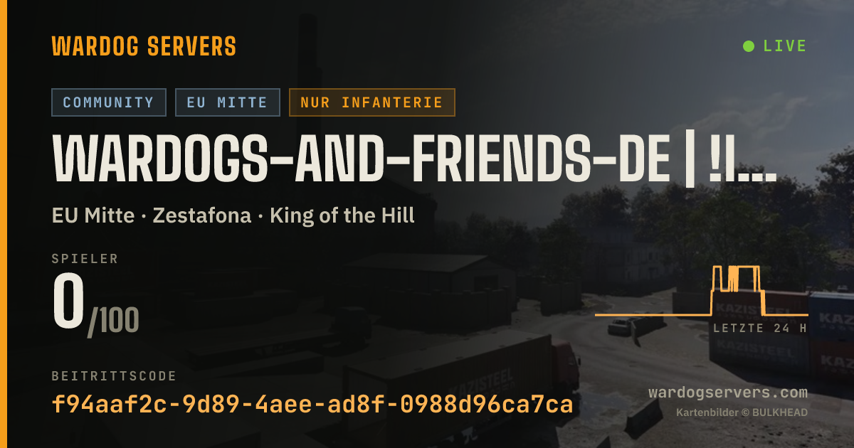 Live-Statusbanner für Wardogs-and-Friends-de | !Infantry Only! [PTSD] (AT/CH/DE/GER)