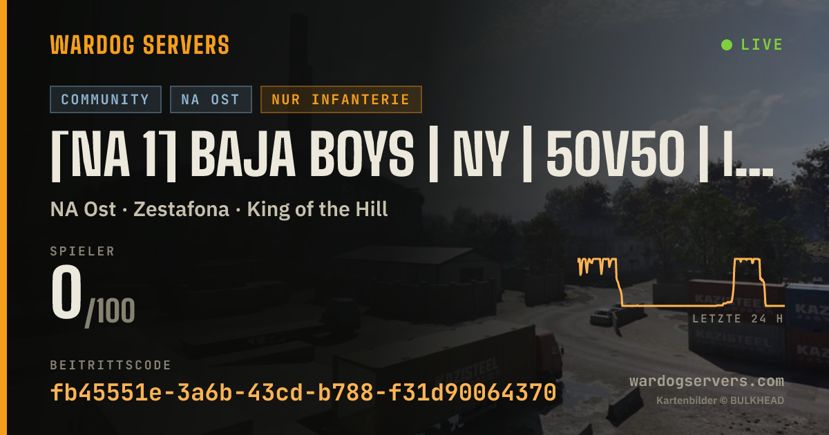 Live-Statusbanner für [NA 1] Baja Boys | NY | 50v50 | Inf Only No GL-40 | discord.gg/b