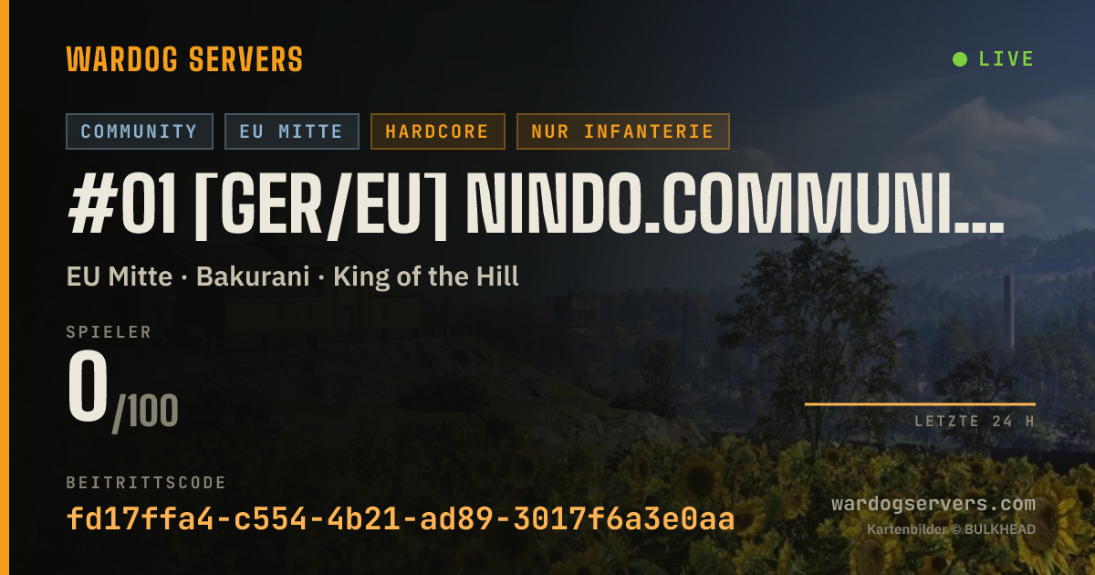 Live-Statusbanner für #01 [GER/EU] Nindo.Community Server || INFANTRY + HARDCORE