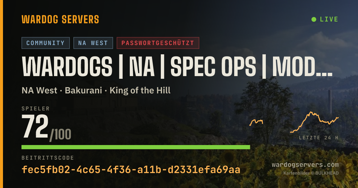 Live-Statusbanner für Wardogs | NA | Spec Ops | Modded