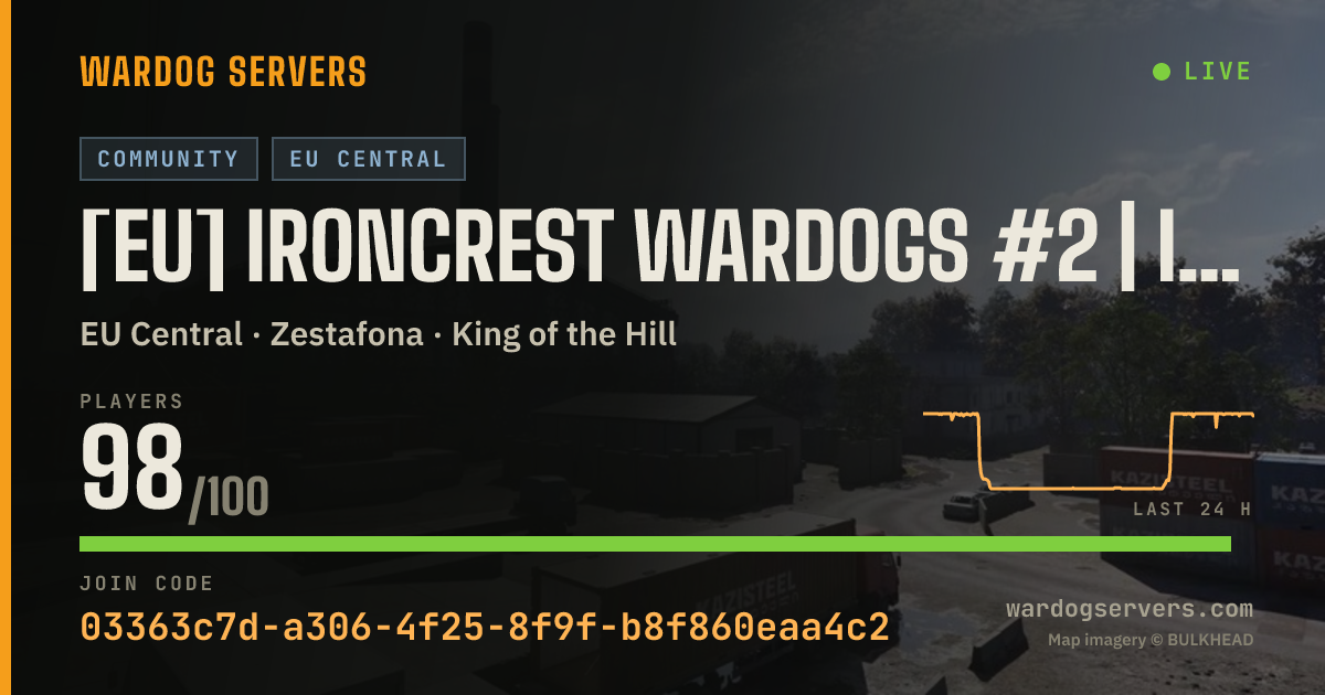Live status banner for [EU] Ironcrest Wardogs #2 | IRONCREST.GG | discord.gg/ironcrest