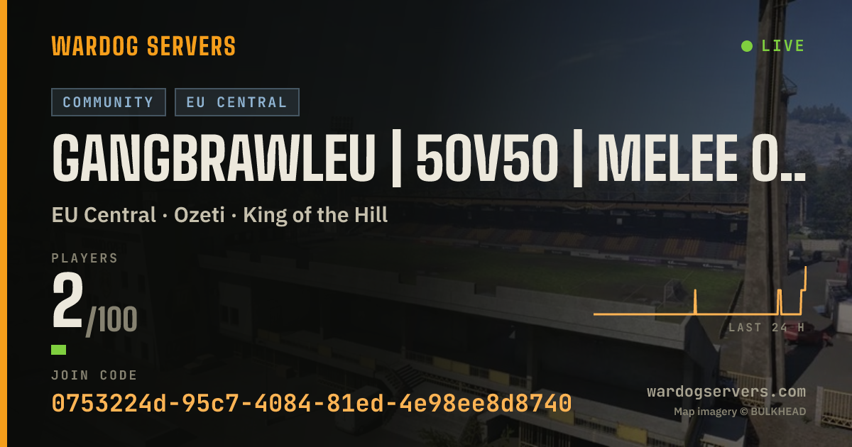 Live status banner for GangBrawlEU | 50v50 | MELEE ONLY | discord.gg/GangBrawlEU | SABA