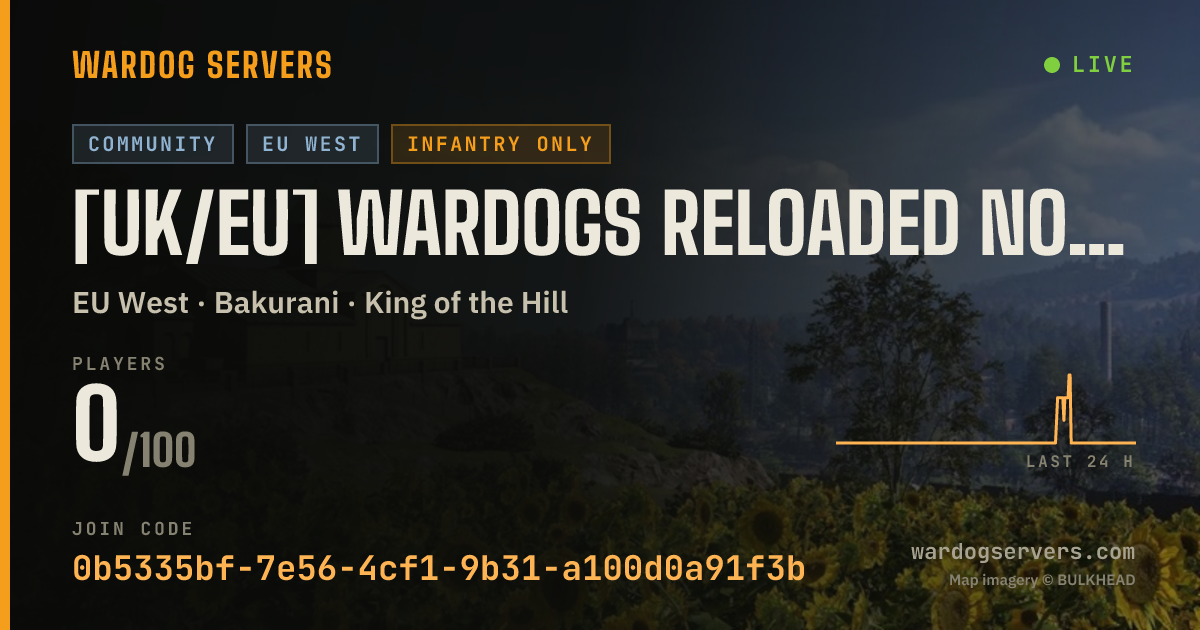 Live status banner for [UK/EU] Wardogs Reloaded No GL/Humvee MiniGun
