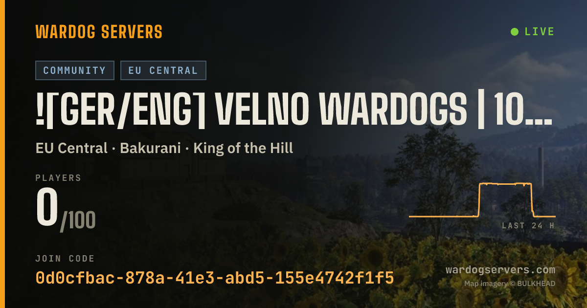 Live status banner for ![GER/ENG] Velno Wardogs | 100% XP | discord.gg/velnowar
