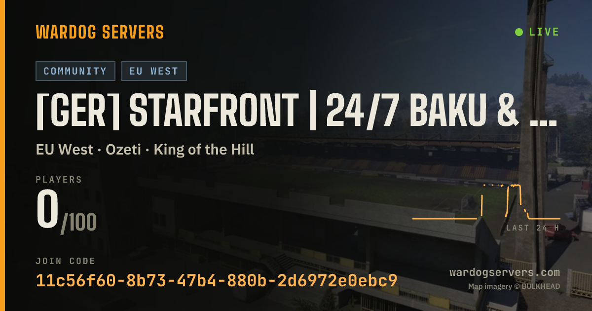 Live status banner for [GER] StarFront | 24/7 Baku & Ozeti | +Rain Rota