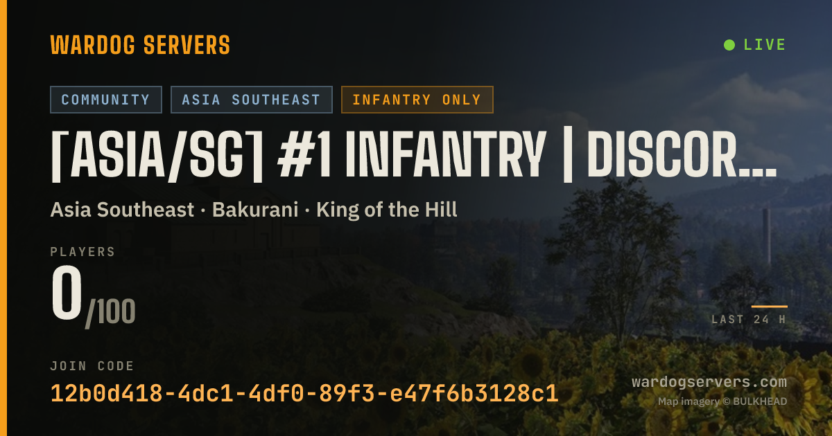 Live status banner for [ASIA/SG] #1 INFANTRY | discord.gg/warhogy | ENGLISH ONLY