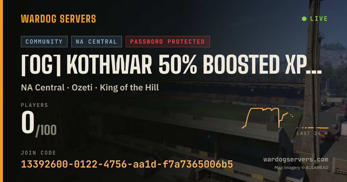 Live status banner for [OG] kothwar 50% Boosted XP & Cash discord.gg/heventeran