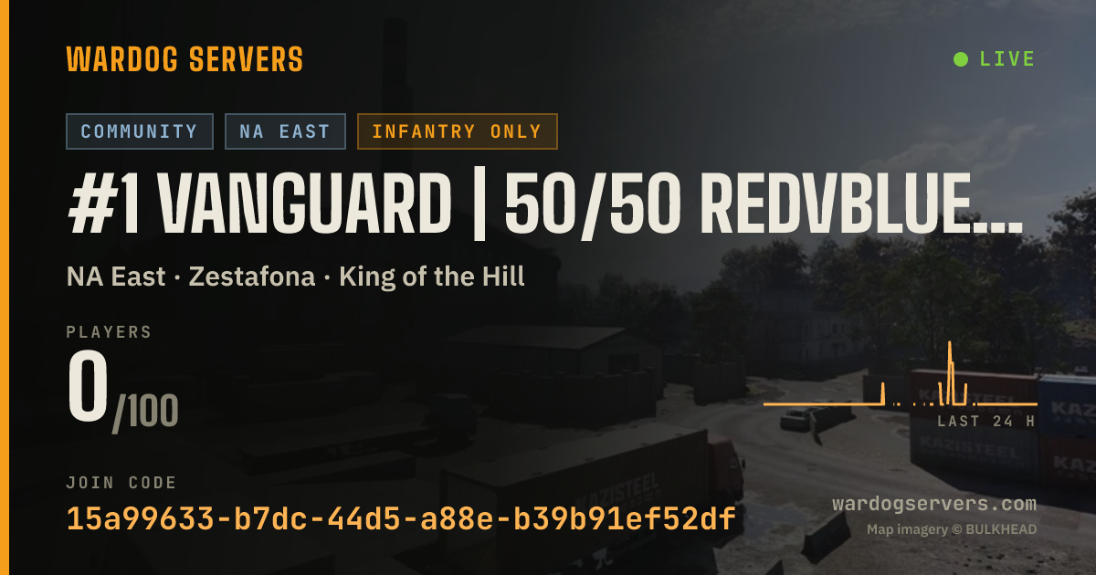 Live status banner for #1 Vanguard | 50/50 RedvBlue | vng.one | SeedingRewards