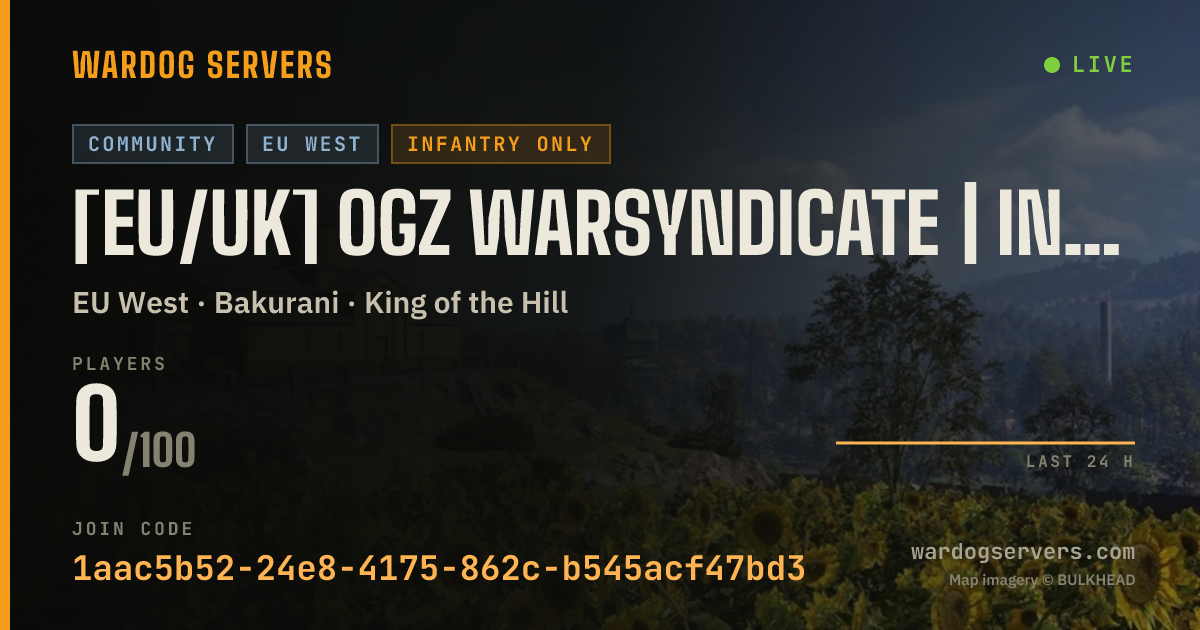 Live status banner for [EU/UK] OGz WarSyndicate | INF ONLY 24/7 | 50v50