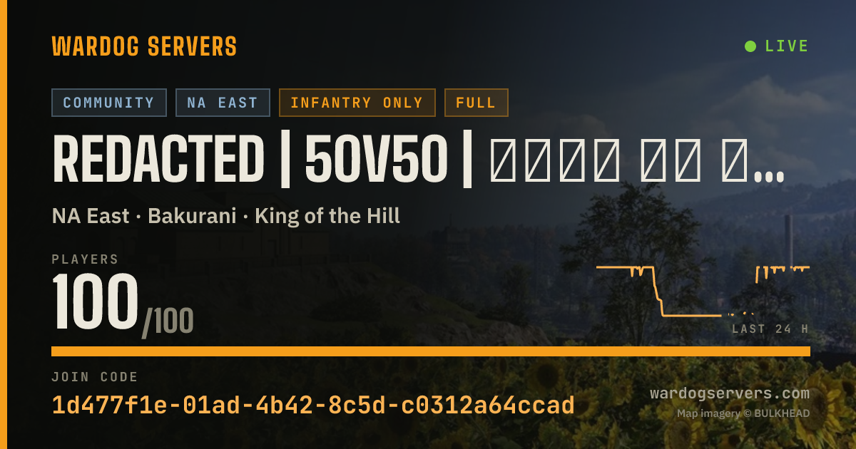 Live status banner for REDACTED | 50v50 | 🅹🅾🅸🅽 🅾🆁 🆈🅾🆄'🆁🅴 🅶🅰🆈