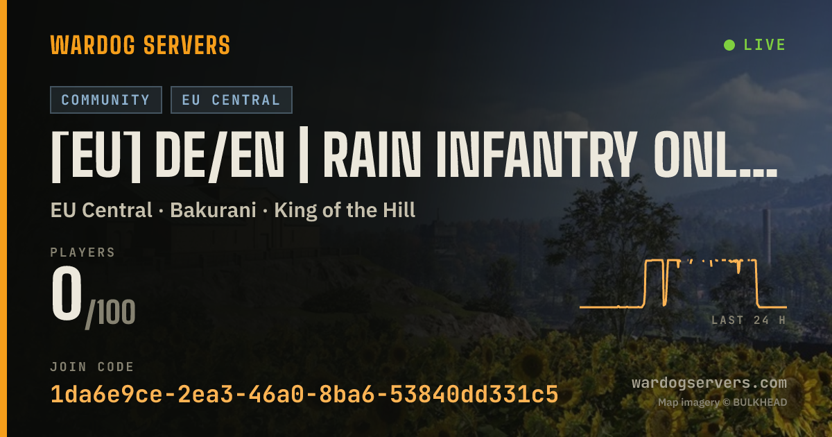 Live status banner for [EU] DE/EN | Rain Infantry Only | No GL-Heli & Armed Vehicles