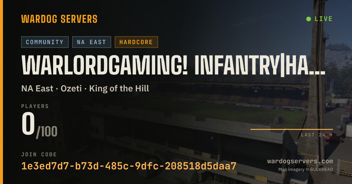 Live status banner for WarlordGaming! INFANTRY|HARDCORE 50/50 MIX