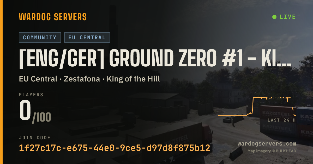 Live status banner for [ENG/GER] Ground Zero #1 - Kill Box Alpha - Discord.gg/GZNUKE