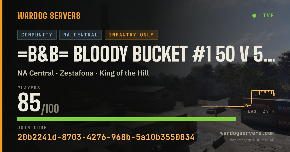 Live status banner for =B&B= Bloody Bucket #1 50 v 50 No GL Helo - discord.gg/bbucket