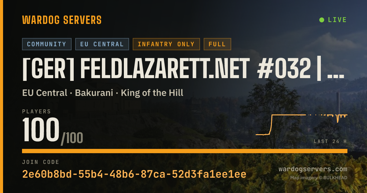 Live status banner for [GER] Feldlazarett.net #032 | Infantry Only | 11-60-8