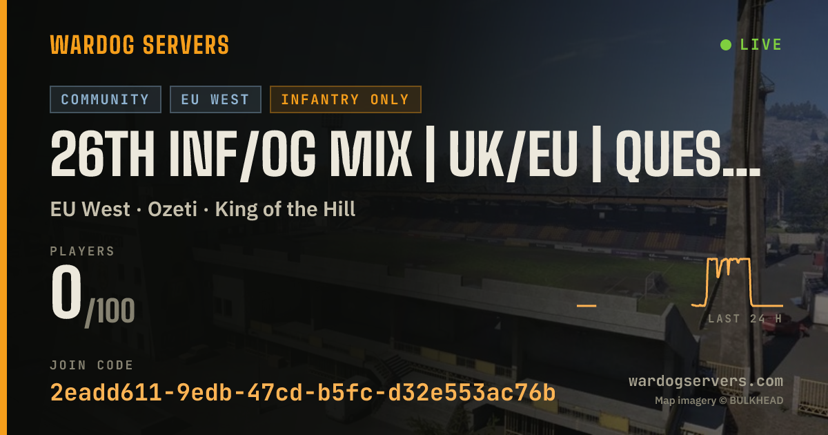 Live status banner for 26TH INF/OG MIX | UK/EU | QUESTS | DISCORD.GG/26THBG