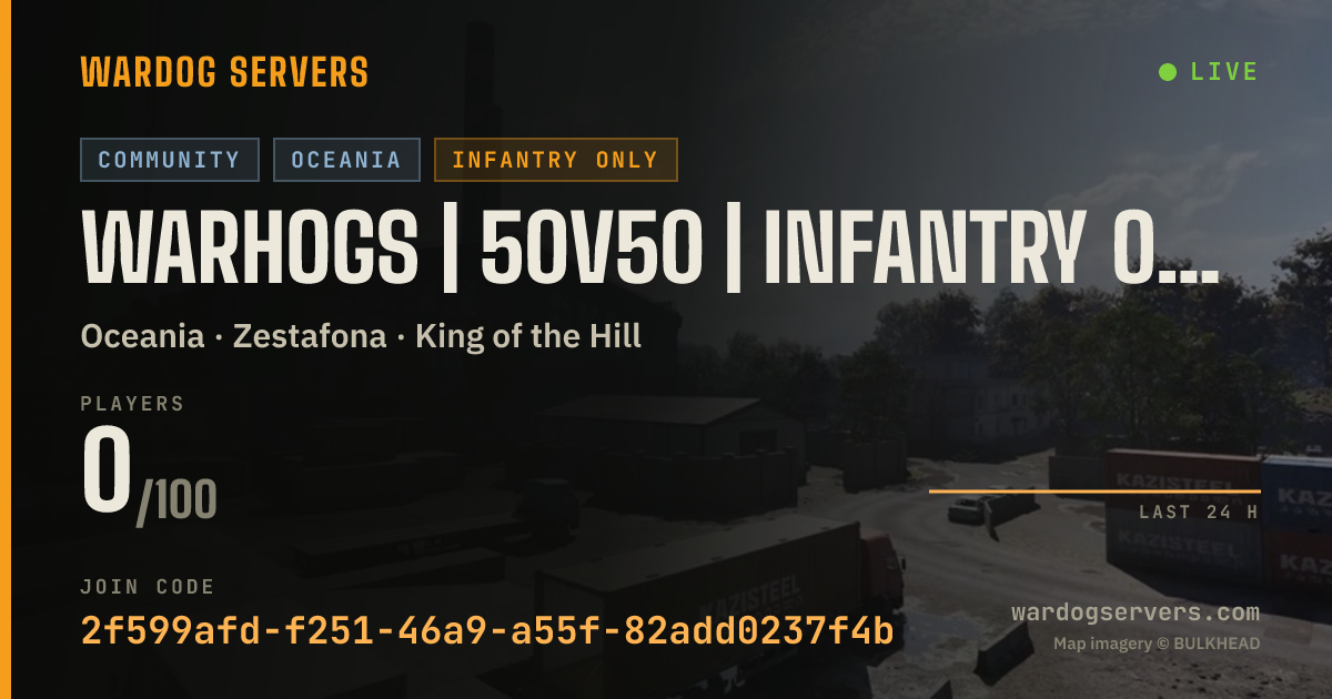 Live status banner for WarHogs | 50v50 | INFANTRY ONLY [AU/NZ]