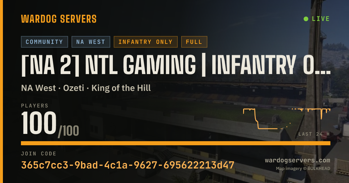 Live status banner for [NA 2] NTL Gaming | Infantry Only | discord.gg/NTLGaming