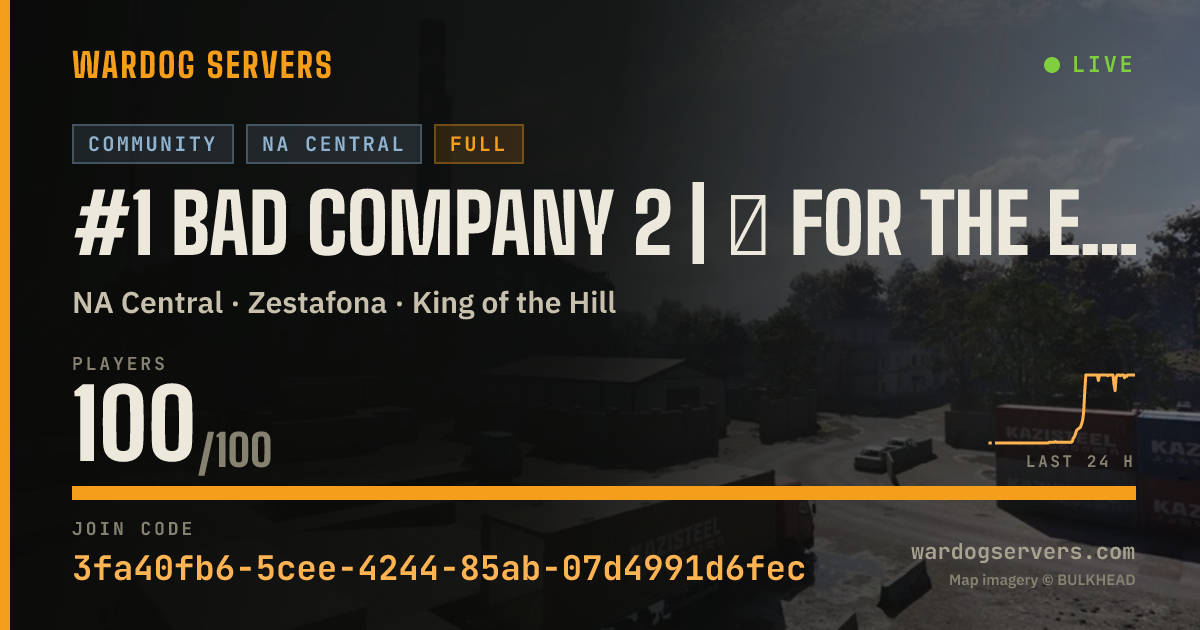 Live status banner for #1 BAD COMPANY 2 | ☆ FOR THE EMPLOYED GAMERS ☆