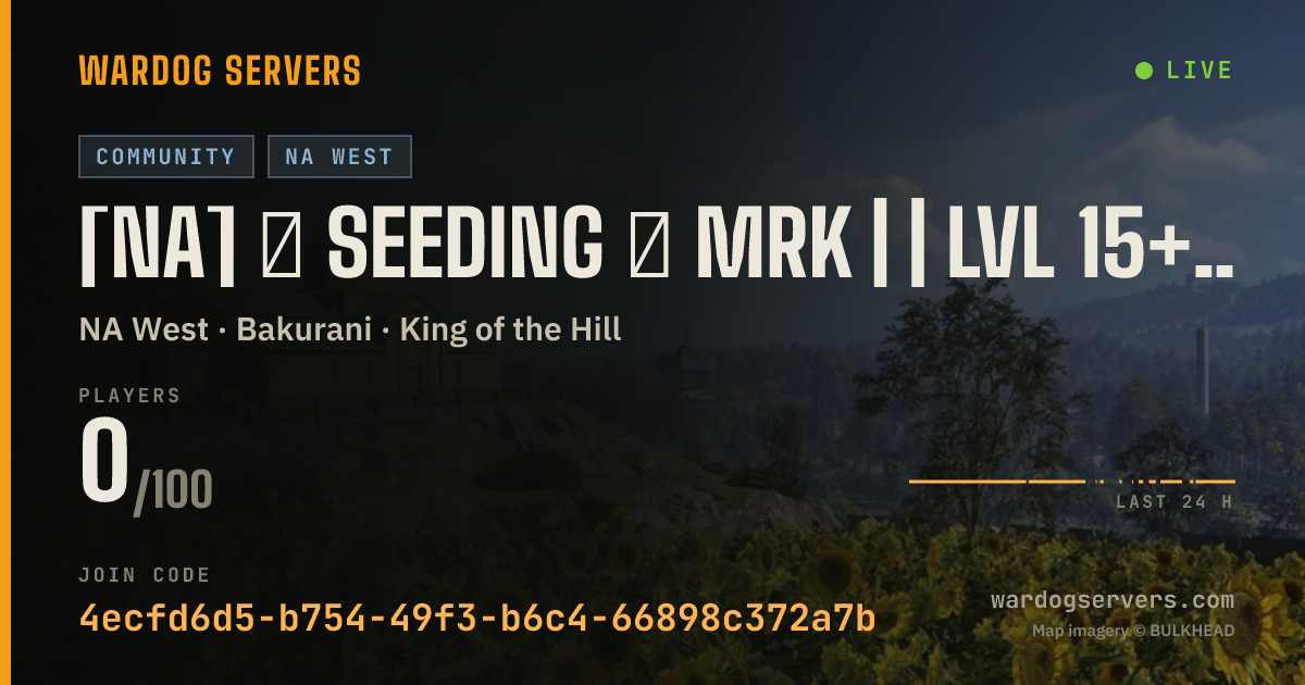 Live status banner for [NA] ⬙ SEEDING ⬙ MRK | | LVL 15+ | QUEUE SKIP @ MRKDOGS.COM