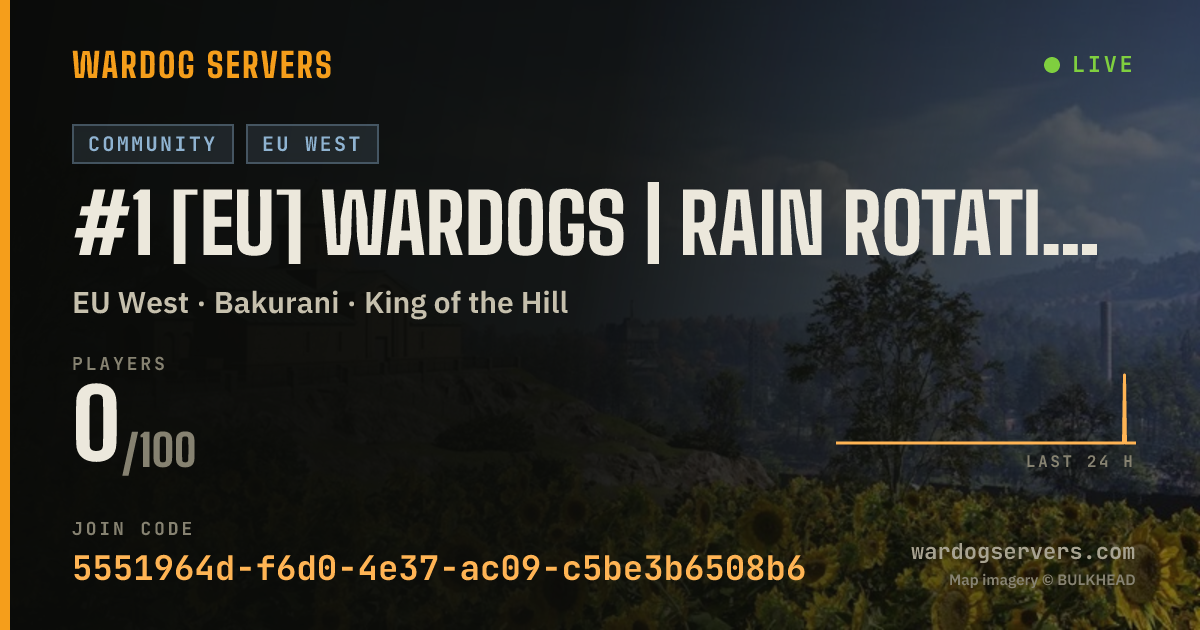 Live status banner for #1 [EU] Wardogs | Rain Rotation | 250 Ping Limit