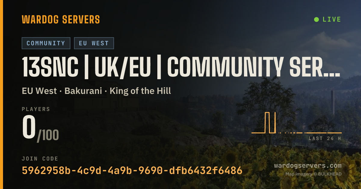 Live status banner for 13SNC | UK/EU | Community Server | INF ONLY | discord.gg/13SNC