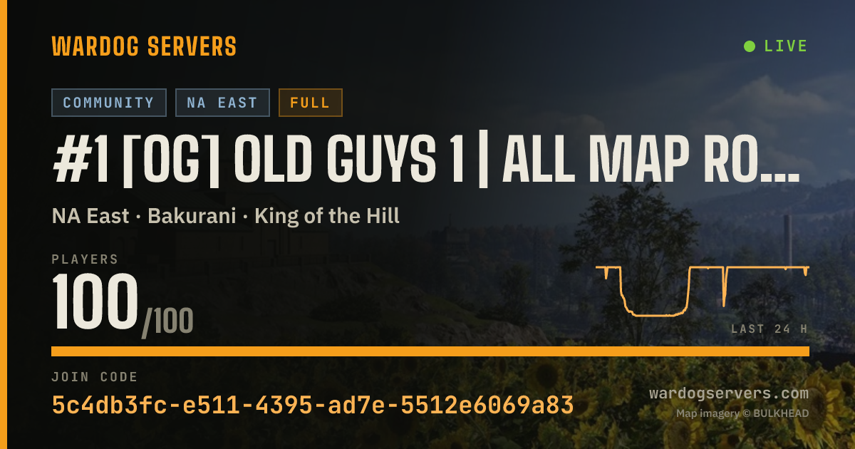 Live status banner for #1 [OG] Old Guys 1 | All Map Rotation | Boosted XP & Cash