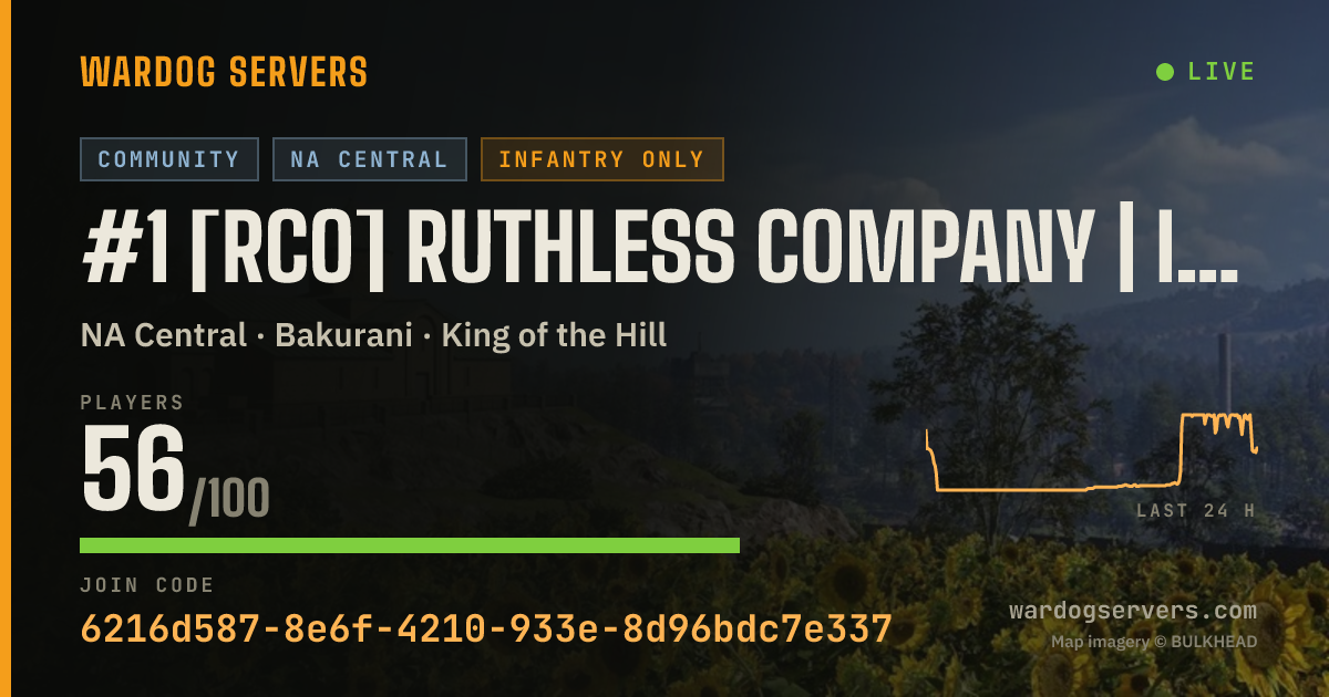 Live status banner for #1 [RCO] RUTHLESS COMPANY | INFANTRY ONLY | 50v50