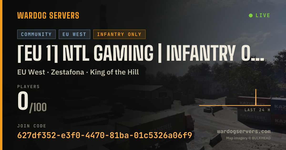 Live status banner for [EU 1] NTL Gaming | Infantry Only | discord.gg/NTLGaming