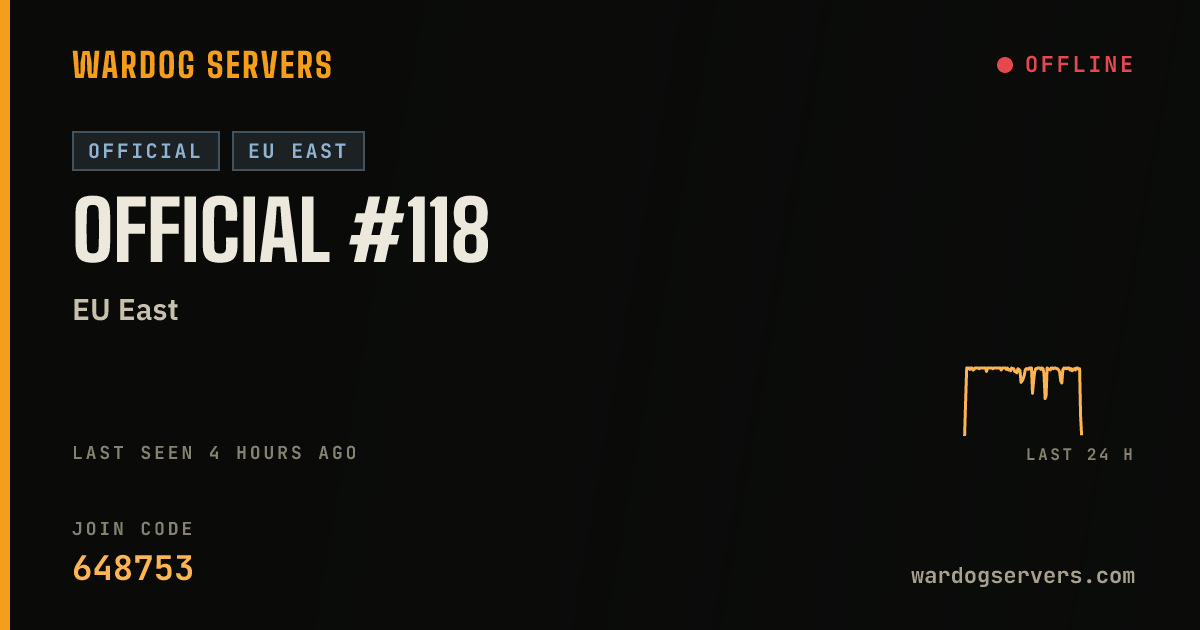 Live status banner for Official #118