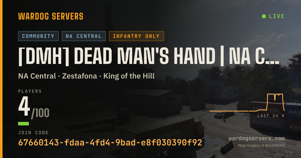 Live status banner for [DMH] Dead Man's Hand | NA Central | Discord.gg/DMH
