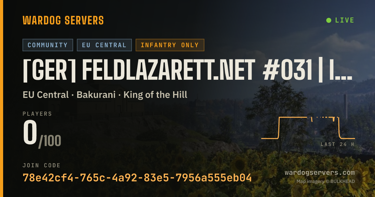 Live status banner for [GER] Feldlazarett.net #031 | Infantry Only | 65-85-47