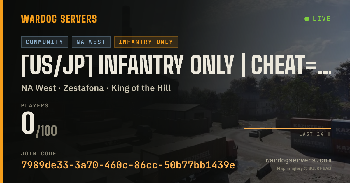 Live status banner for [US/JP] INFANTRY ONLY | CHEAT=AUTO-BAN | No Skill Kicks | EN/JP