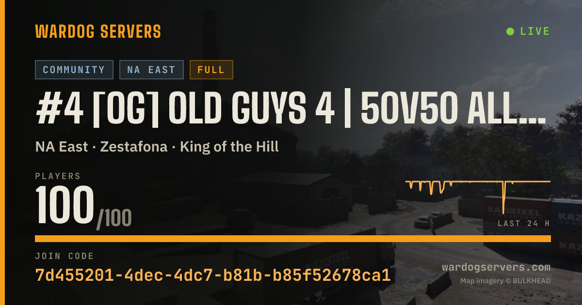 Live status banner for #4 [OG] Old Guys 4 | 50v50 All Maps | Boosted XP & Cash