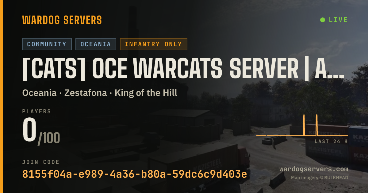 [CATS] OCE WARCATS Server | Active Staff | discord.gg/warcats · live WARDOGS server status